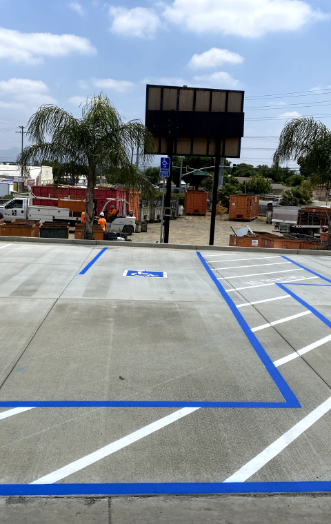 a newly striped parking with ada compliance